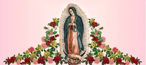 Virginof Guadalupewith Roses Wallpaper