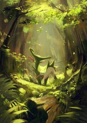 Virizon In The Forest Green Aesthetic Phone Wallpaper