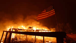 Virulent Fire Destroying The Building Wallpaper