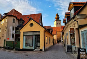 Visby Cobblestone Streetand Architecture Wallpaper