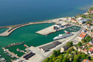 Visby Harbor Aerial View Sweden Wallpaper