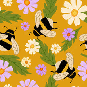 Visit The Garden Of Eden With This Vintage Bee Wallpaper