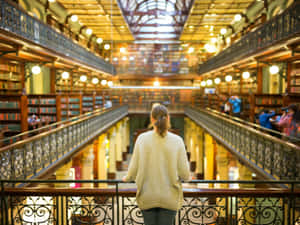 Visitor Admiring Adelaide State Library Wallpaper