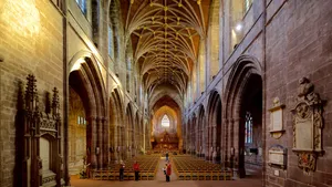 Visitors Inside The Chester Cathedral Wallpaper