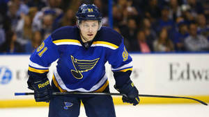 Vladimir Tarasenko Focusing During Game While Holding Hockey Stick Wallpaper