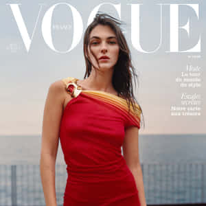 Vogue France Cover June Edition Red Dress Wallpaper