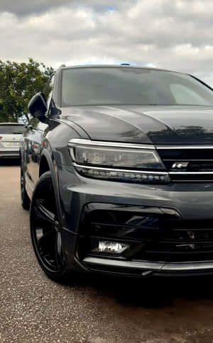 Volkswagen Tiguan Black S U V Front View Wallpaper