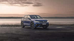 Volkswagen Tiguan Sunset Backdrop Wallpaper