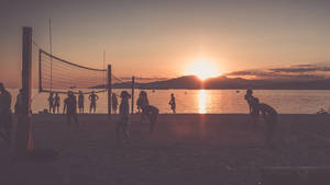 Volleyball 4k Sunset On The Beach Wallpaper