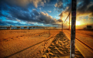 Volleyball Net On The Beach Wallpaper