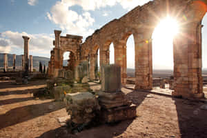 Volubilis Arch Sun Shining Wallpaper