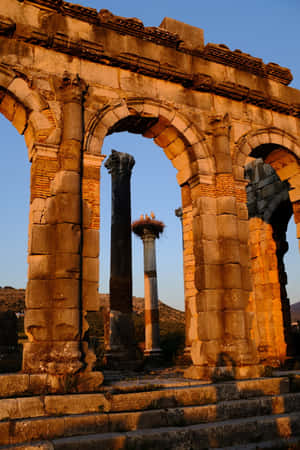 Volubilis Columns Seen From Arch Wallpaper