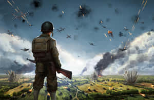 W W2 Aerial Battle Viewedby Soldier Wallpaper