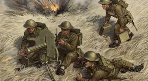 W W2 Soldiersin Combat Artwork Wallpaper