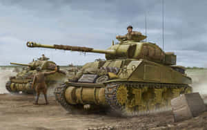 W W2_ Tanks_ Advancing_in_ Field Wallpaper