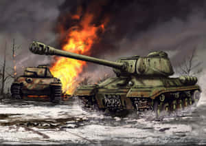 W W2_ Tanks_in_ Battlefield_ Fire Wallpaper