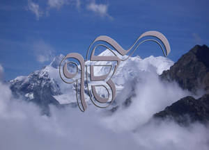 Waheguru Ik Oknar Typography Mountains Wallpaper