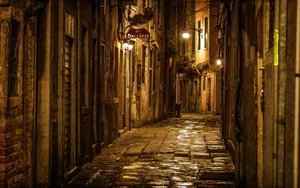 Walking Down A Concrete Alleyway Wallpaper