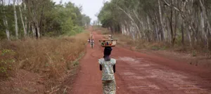 Walking Girl In Central African Republic Wallpaper