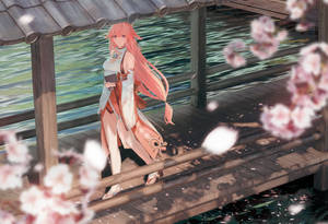 Walking Yae Miko Wallpaper