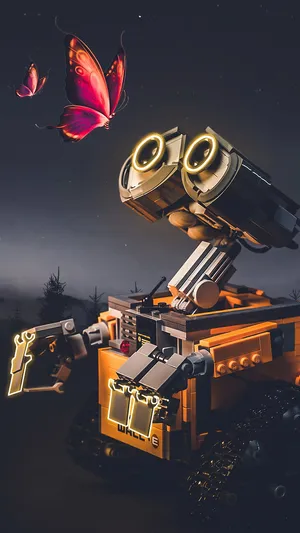 Wall E With Red Butterfly Wallpaper