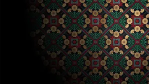 Wallpaper With A Black Background And Red And Green Designs Wallpaper