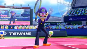 Waluigi Smirking In The Spotlight Wallpaper