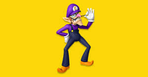 Waluigi Striking A Pose In His Iconic Purple Outfit Wallpaper