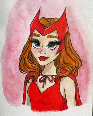 Wanda Maximoff Watercolor Art Wallpaper