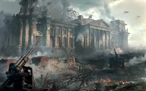 War Torn Classical Architecture Wallpaper