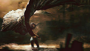 War Zone Black Angel Wings Wallpaper