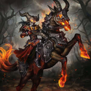 Warlock_on_ Infernal_ Steed Wallpaper