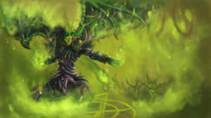 Warlock Unleashing Fel Magic Wallpaper