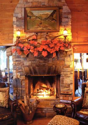 Warm And Cozy Autumn Fireplace Wallpaper