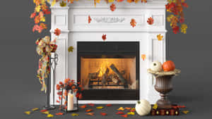 Warm And Cozy Autumn Fireplace Wallpaper