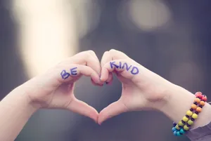 Warm Hands Embossed With 'be Kind' Message Wallpaper