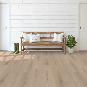 Warm Wooden Flooringand Bench Interior Wallpaper