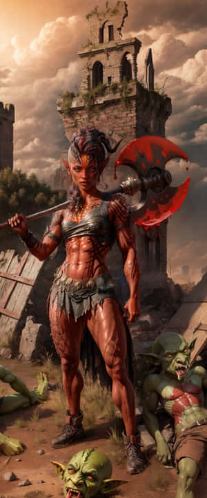 Warrior_ Woman_ Conquers_ Orcs Wallpaper