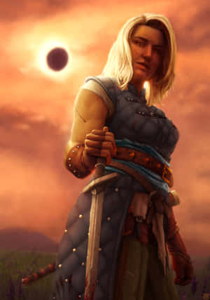 Warrior Woman Eclipse Backdrop Wallpaper