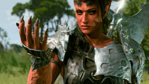 Warrior Woman Gazingat Hand.jpg Wallpaper