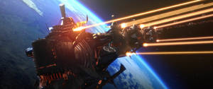 Warship In Space Wallpaper