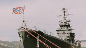 Warship With Union Jack Flag Wallpaper
