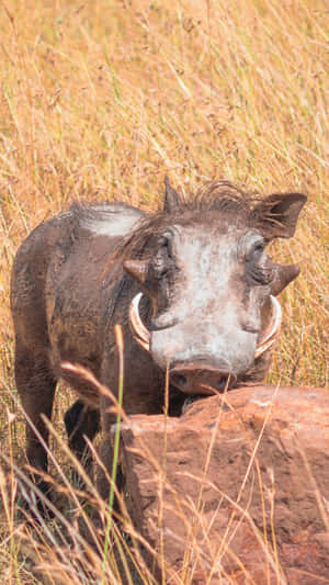 Warthog Restingon Rock Wallpaper