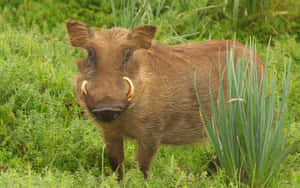 Warthogin Grassland Wallpaper