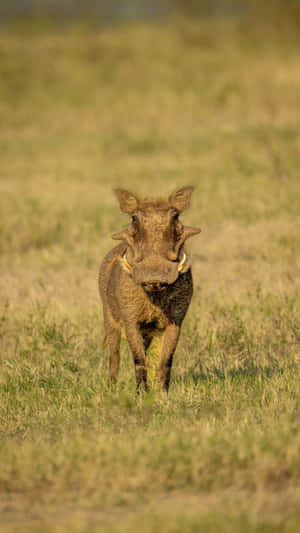 Warthogin Savannah Grass Wallpaper