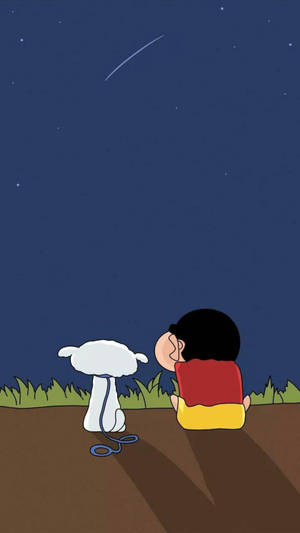 Watching Stars Shiro And Shinchan Aesthetic Wallpaper