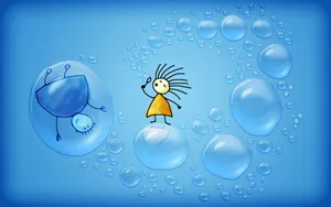Water Bubble Cartoon Cute Laptop Wallpaper