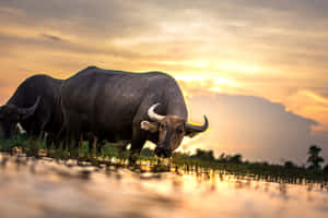 Water Buffaloat Sunset.jpg Wallpaper