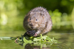 Water Vole Enjoying Blackberry Wallpaper