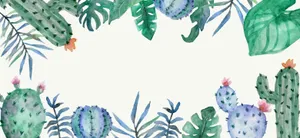 Watercolor Background With Cactus And Plants Wallpaper